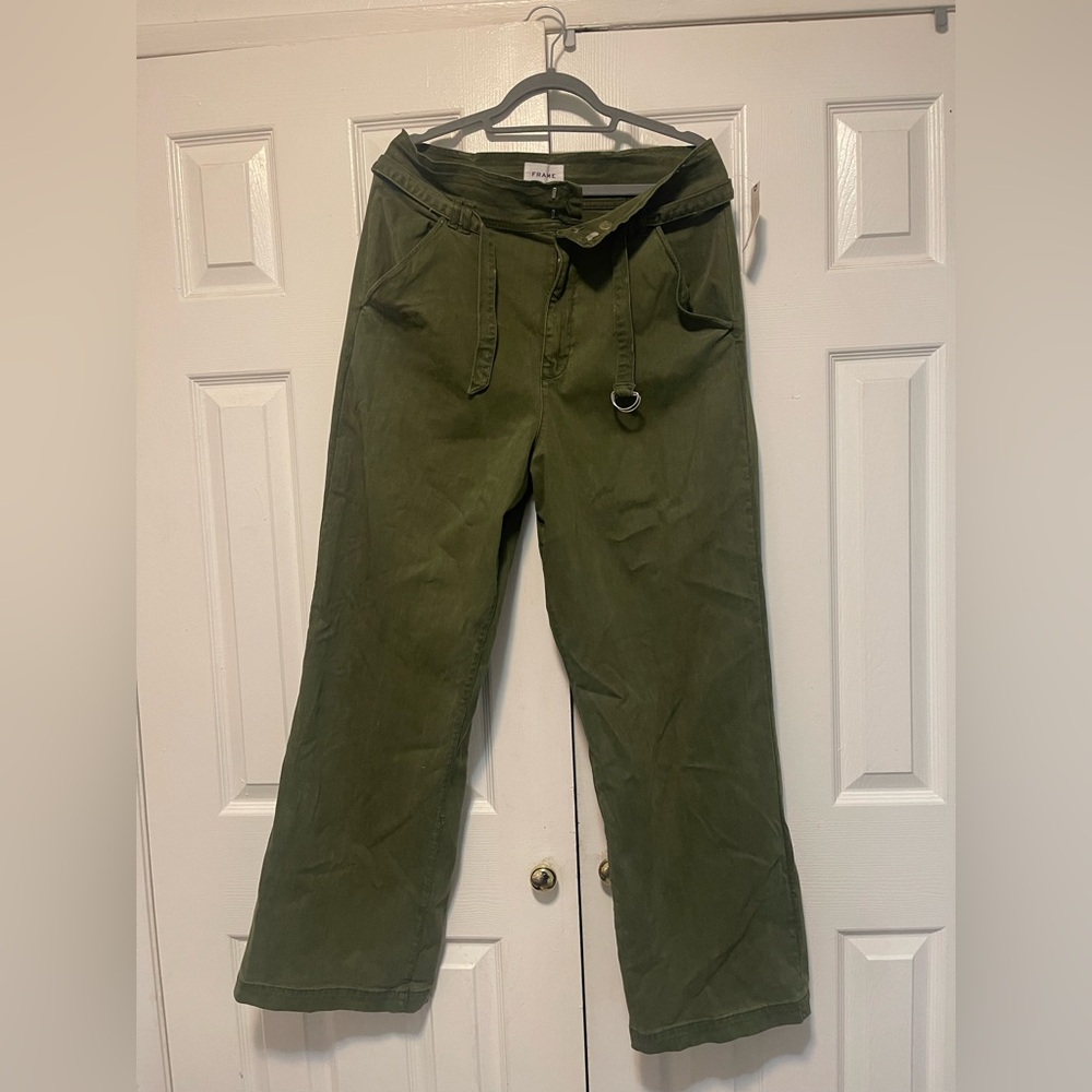 NWT FRAME Cinched High-Rise Wide-Leg Pants - Picture 8 of 8